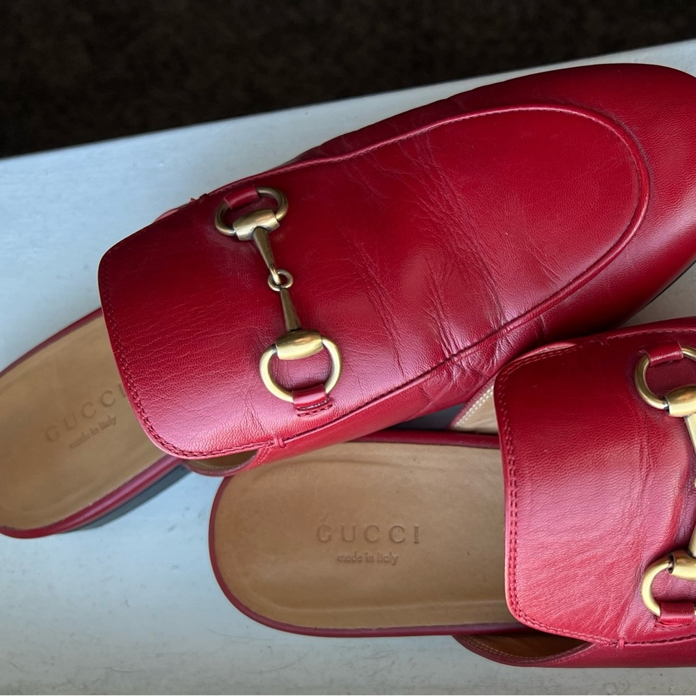 Gucci Red Leather Princetown Mules - Picture 3 of 5